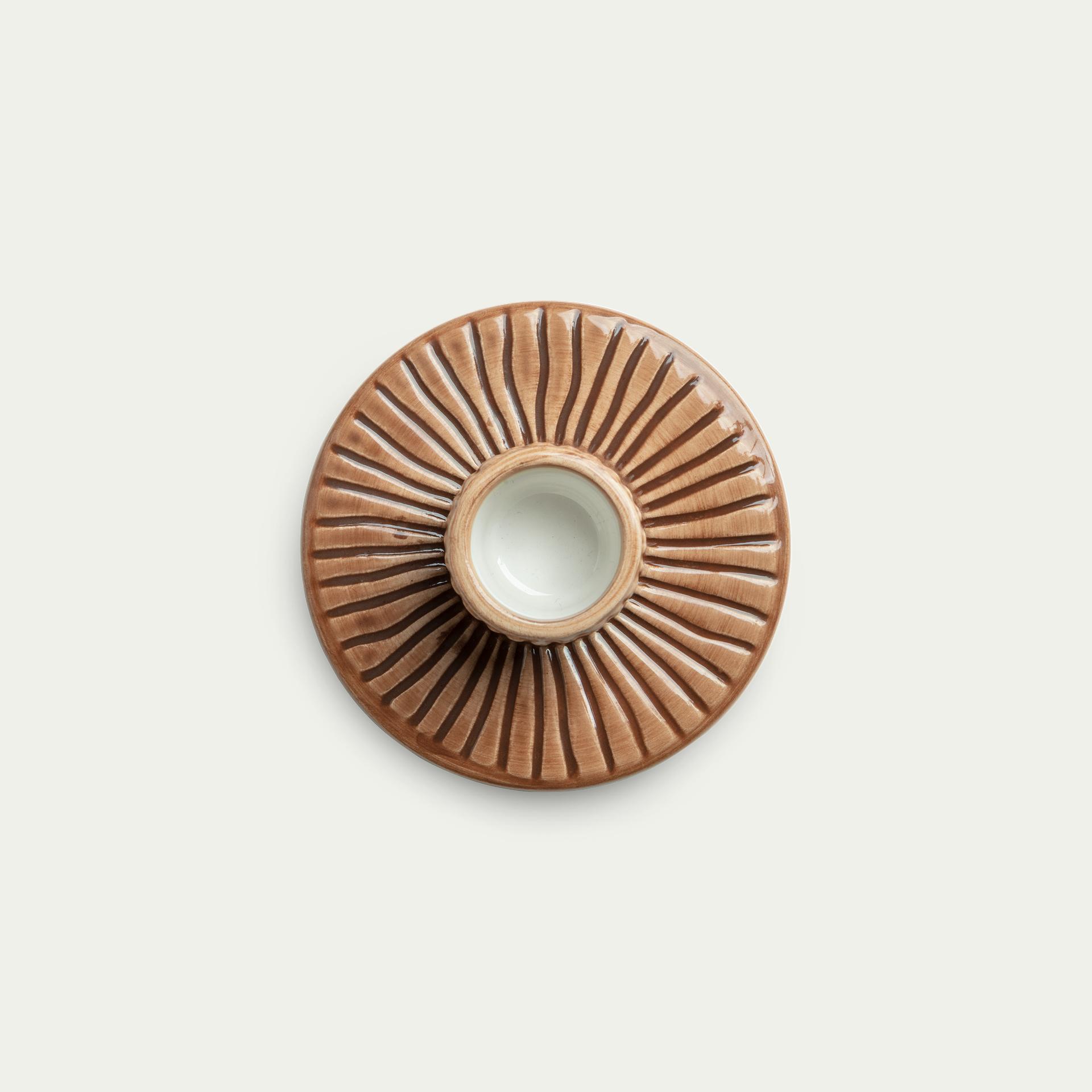 Stripes Ljusstake 8 cm cinnamon