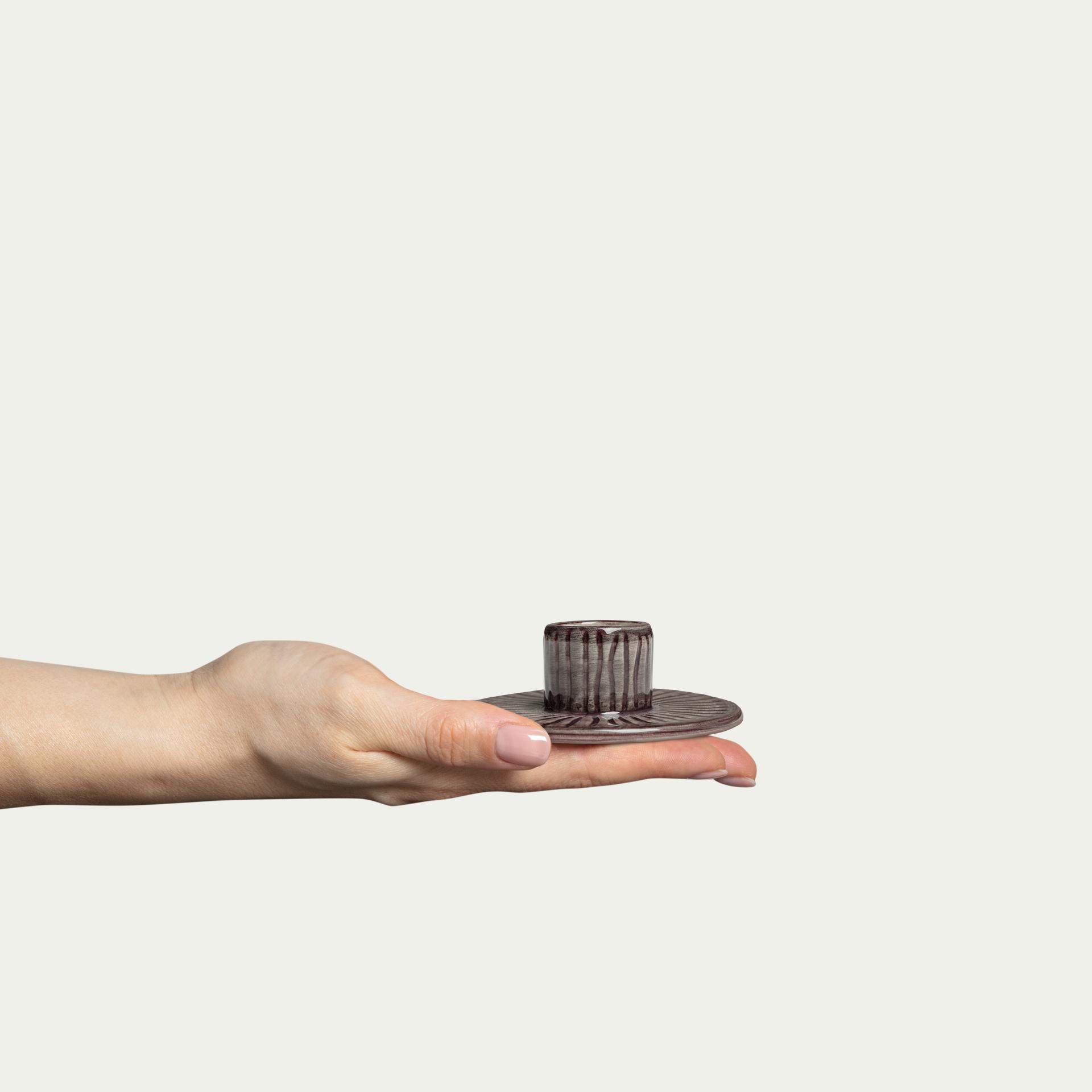 Stripes Ljusstake 8 cm plommon