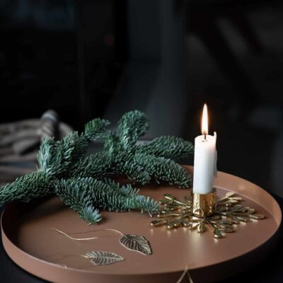 Mistletoe Candle Brass