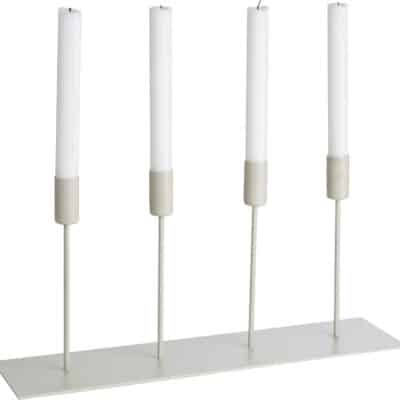 Ljusstake i metall 4 ljus beige