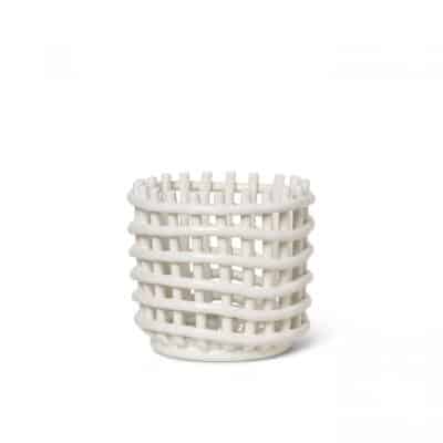 Ceramic Basket small off white