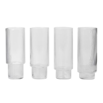 Ripple long drink glasses 4-Pack clear