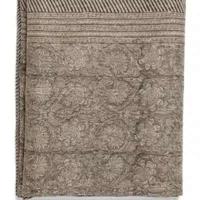 Linen tablecloth with Paradise print in Steel Grey