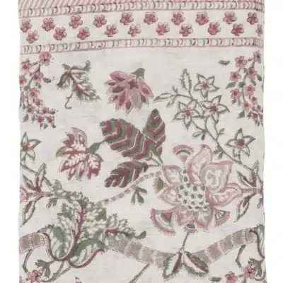Linen tablecloth with Floral print in Ruby