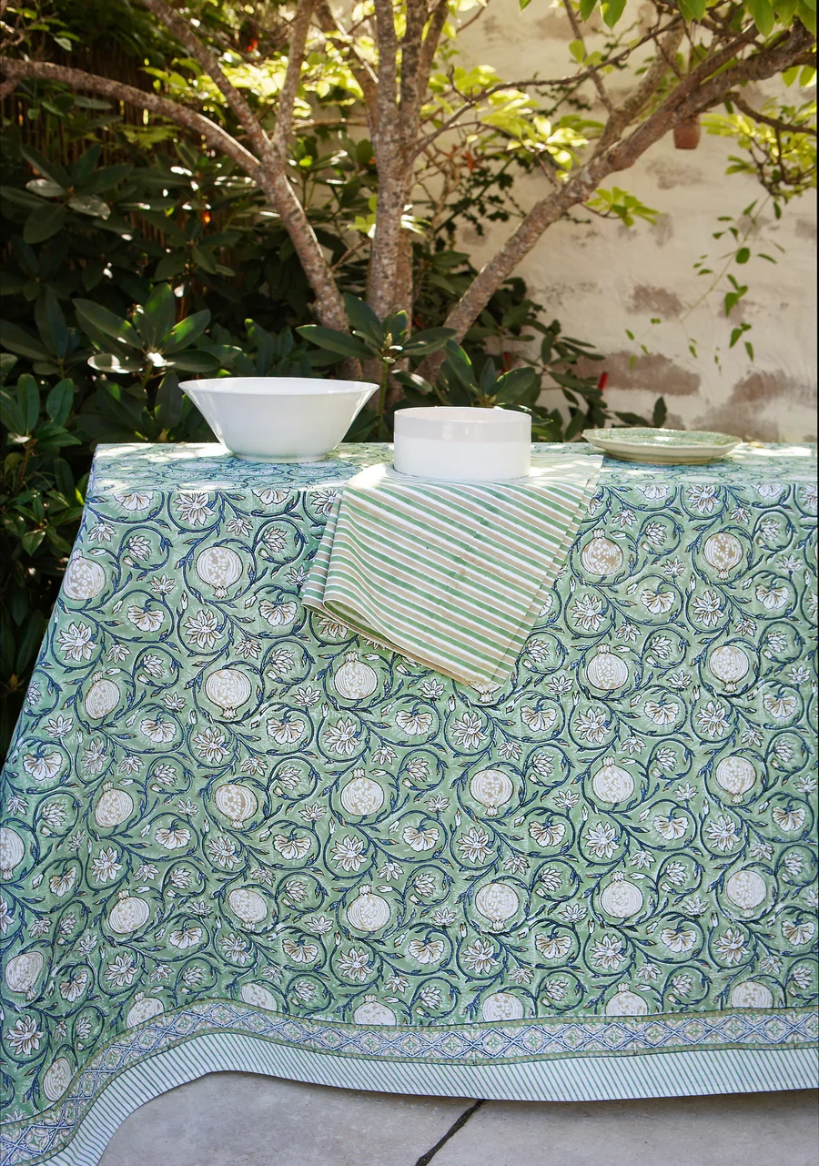Tablecloth with Tangier Pomegranate print in Green