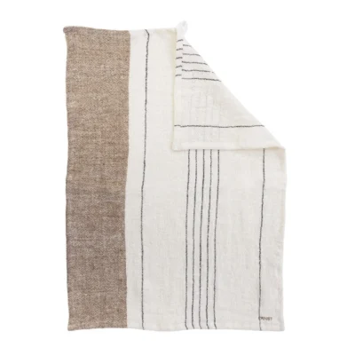 Kökshandduk 47×70 Halvlinne Multirand Vit
