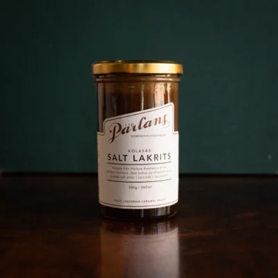Kolasås salt lakrits glasburk