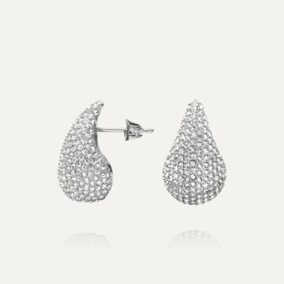 Pavé Daring Small Silver Drop Earring
