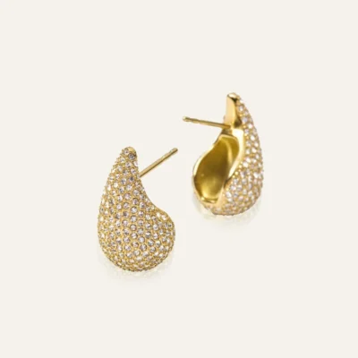 Pavé Daring Small Gold Drop Earring
