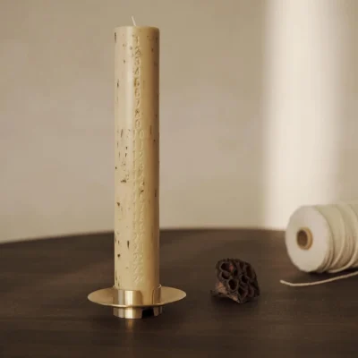 Block Candle Holder Brass