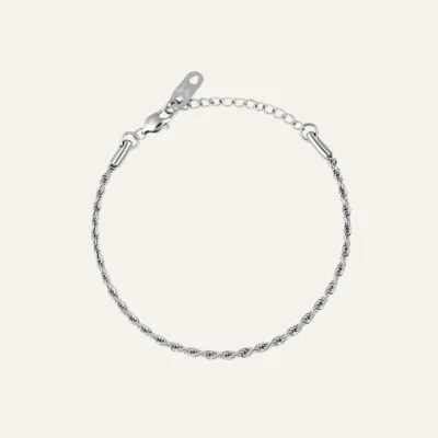 Thin Rope Silver Bracelet Small