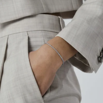 Thin Rope Silver Bracelet Small