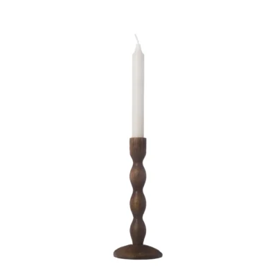 Ljusstake Trä d9 h21 Mörkbrun