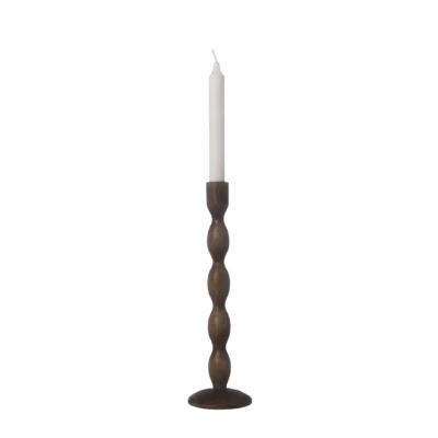 Ljusstake Trä d9 h31 cm Mörkbrun