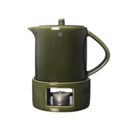 Glöggkanna med värmare grön glaserad