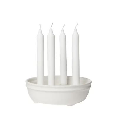 Ljusskål 4 ljus glaserad naturvit