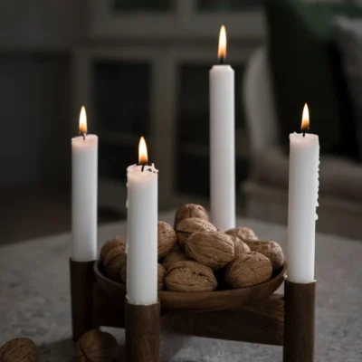 Adventsljusstake mörkt trä