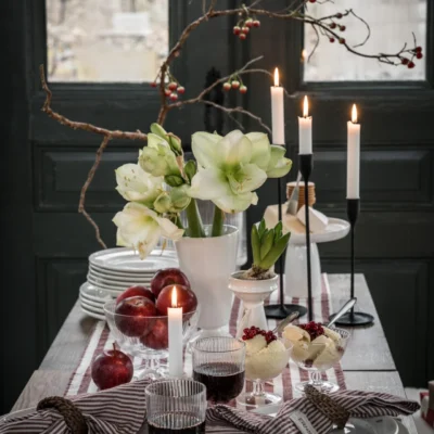 Kökshandduk bred rand grön/vit