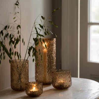 Ljuslykta/Vas bärnsten d8 h6 cm