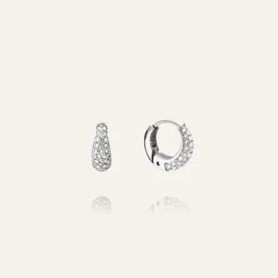 Pavé Precious Mini Hoops Silver