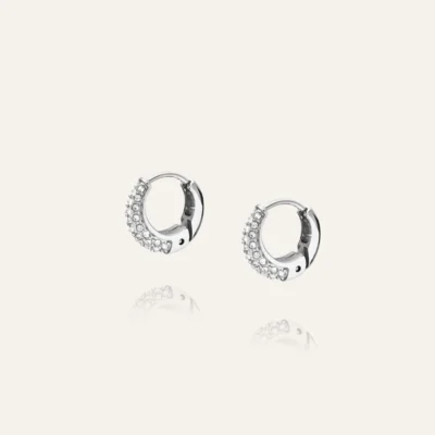 Pavé Precious Mini Hoops Silver