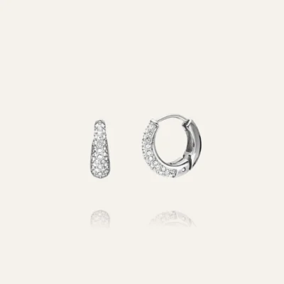 Pavé Precious Small Hoops Silver