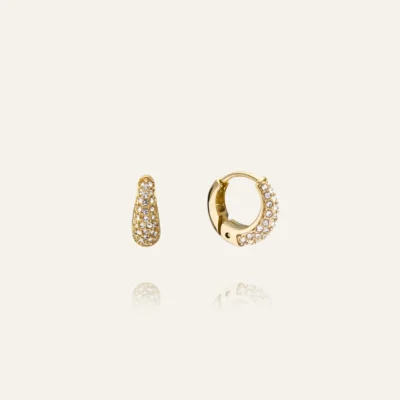 Pavé Precious Mini Hoops Gold