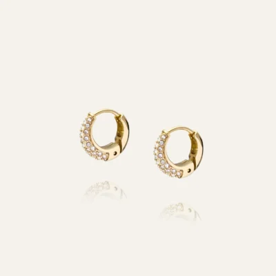 Pavé Precious Mini Hoops Gold