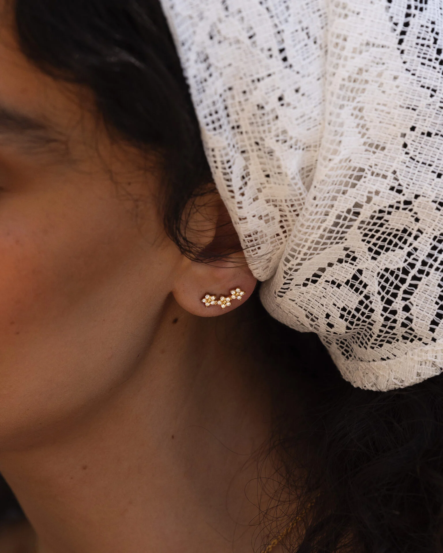 Floral - Ellie Gold Studs - angle 2 - original (1665895)