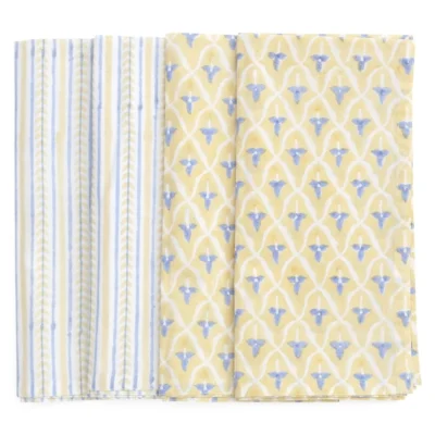 Servetter Tulip Leaf Yellow/Blue 50×50 cm 4-Pack