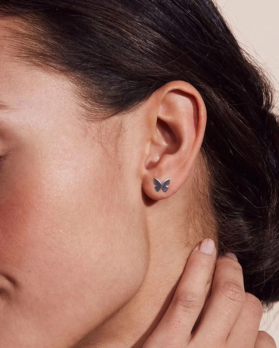papillon studs silver