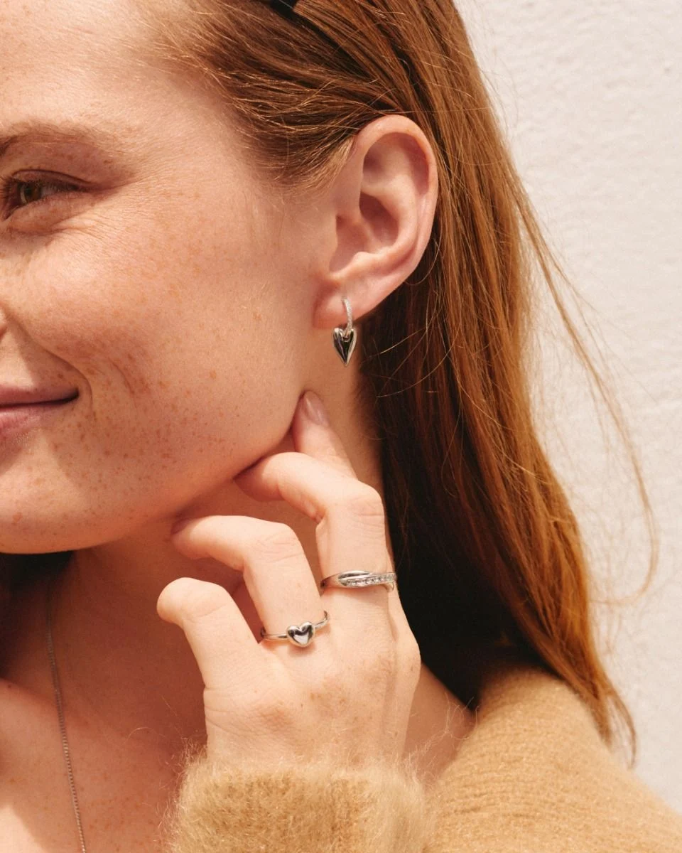 amore sparkle hoops steel