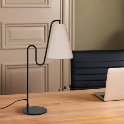 Bordslampa Lou Vit Boucle/Svart